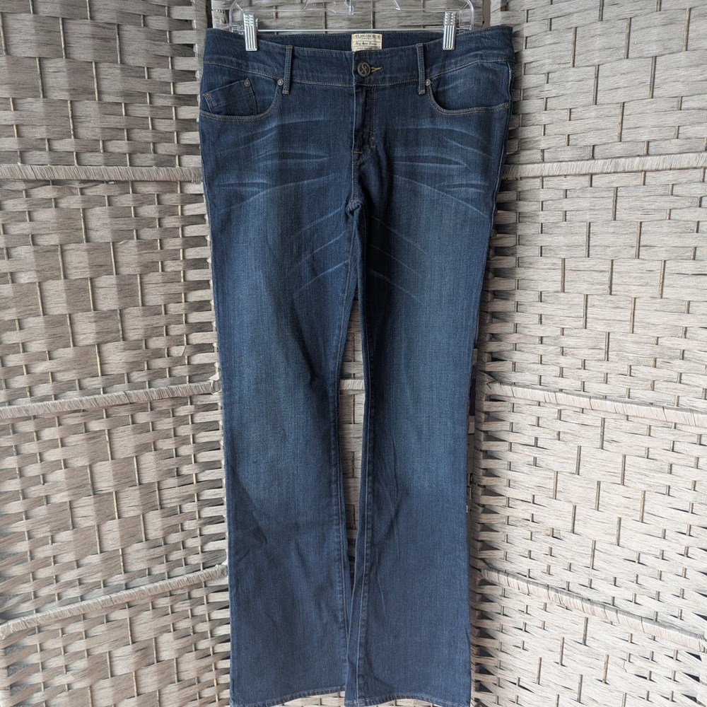 Y2K Dylan George Bootcut Jeans Dark Wash Low Rise Womens 32 Flap Pocket Stretch